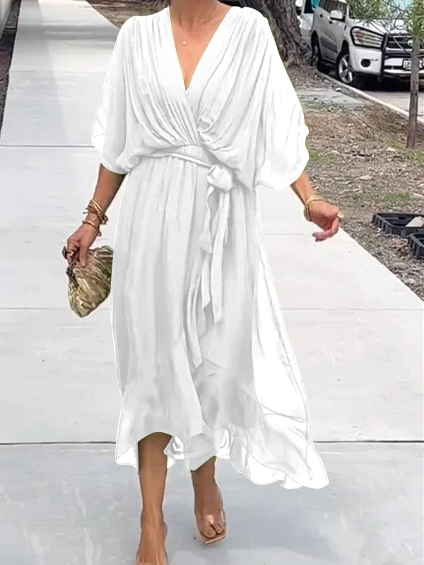 Elegant V-Neck Dress - Thyra