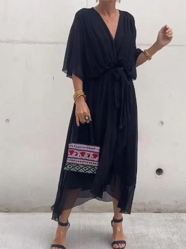 Elegant V-Neck Dress - Thyra