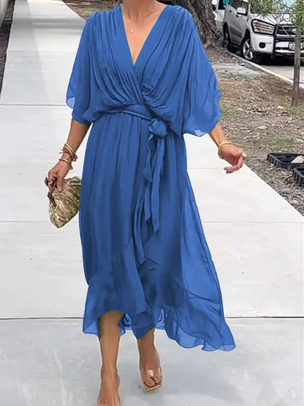 Elegant V-Neck Dress - Thyra