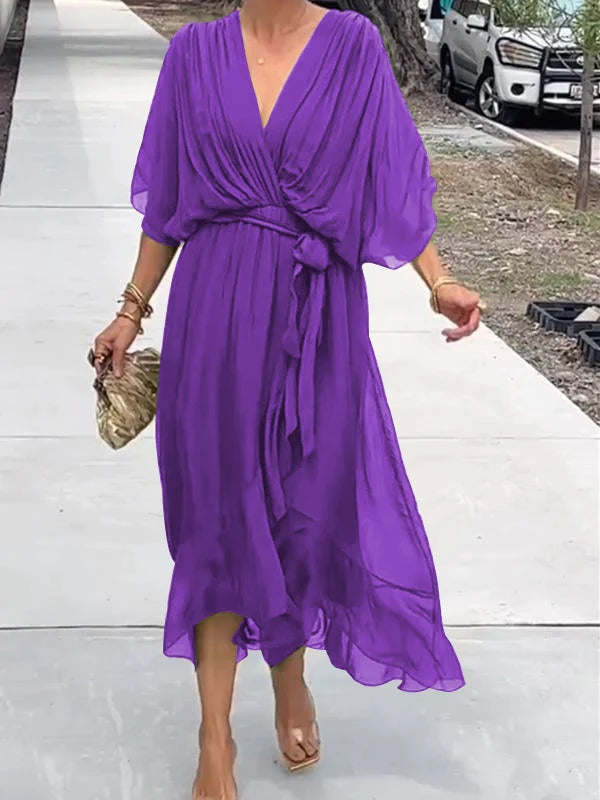 Elegant V-Neck Dress - Thyra