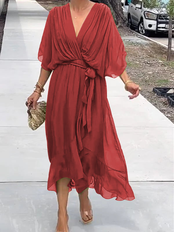 Elegant V-Neck Dress - Thyra