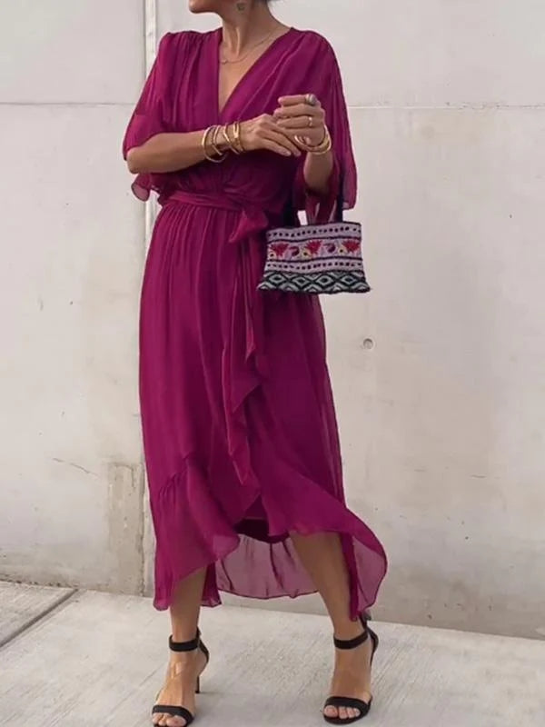 Elegant V-Neck Dress - Thyra