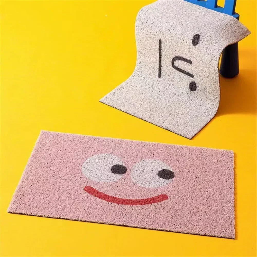 Emoji Welcome Door Mat with Non-Slip Backing for Hallway and Entrance