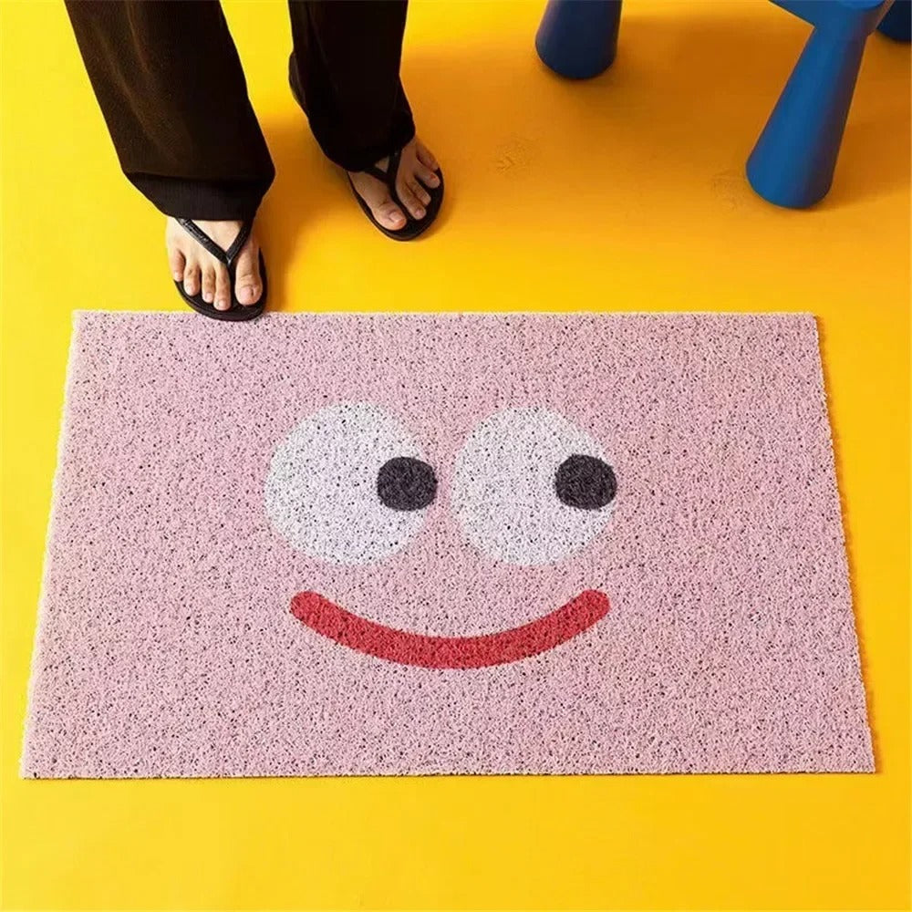 Emoji Welcome Door Mat with Non-Slip Backing for Hallway and Entrance