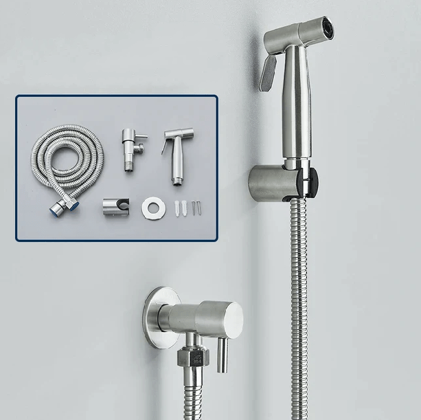 Ergonomic Handheld Bidet Sprayer with Adjustable Water Pressure – Stainless Steel and ABS