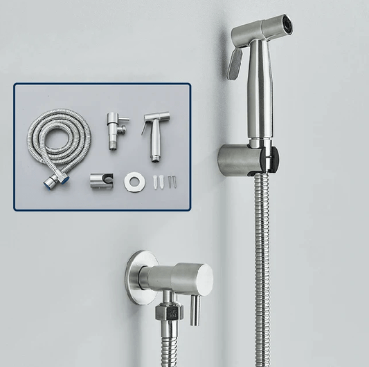 Ergonomic Handheld Bidet Sprayer with Adjustable Water Pressure – Stainless Steel and ABS