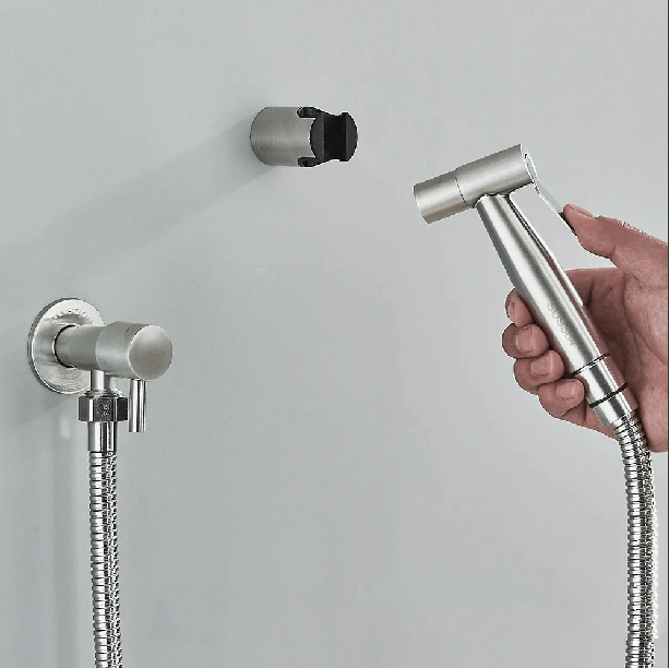 Ergonomic Handheld Bidet Sprayer with Adjustable Water Pressure – Stainless Steel and ABS