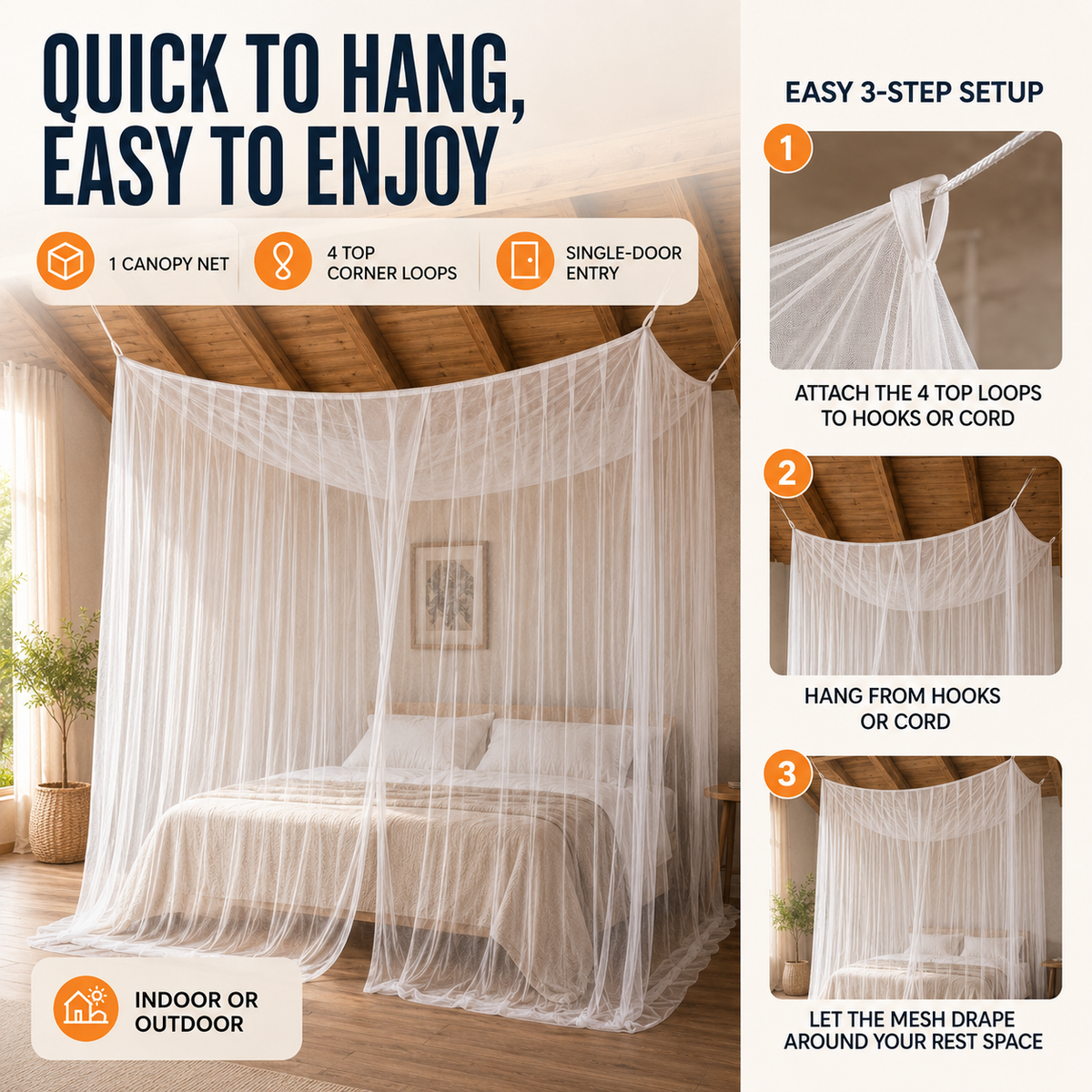 Extra-Large Hanging Mosquito Net