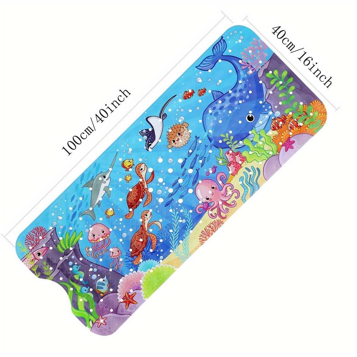 Extra-Long Non-Slip Bathtub Mat – Machine Washable, with Suction Cups