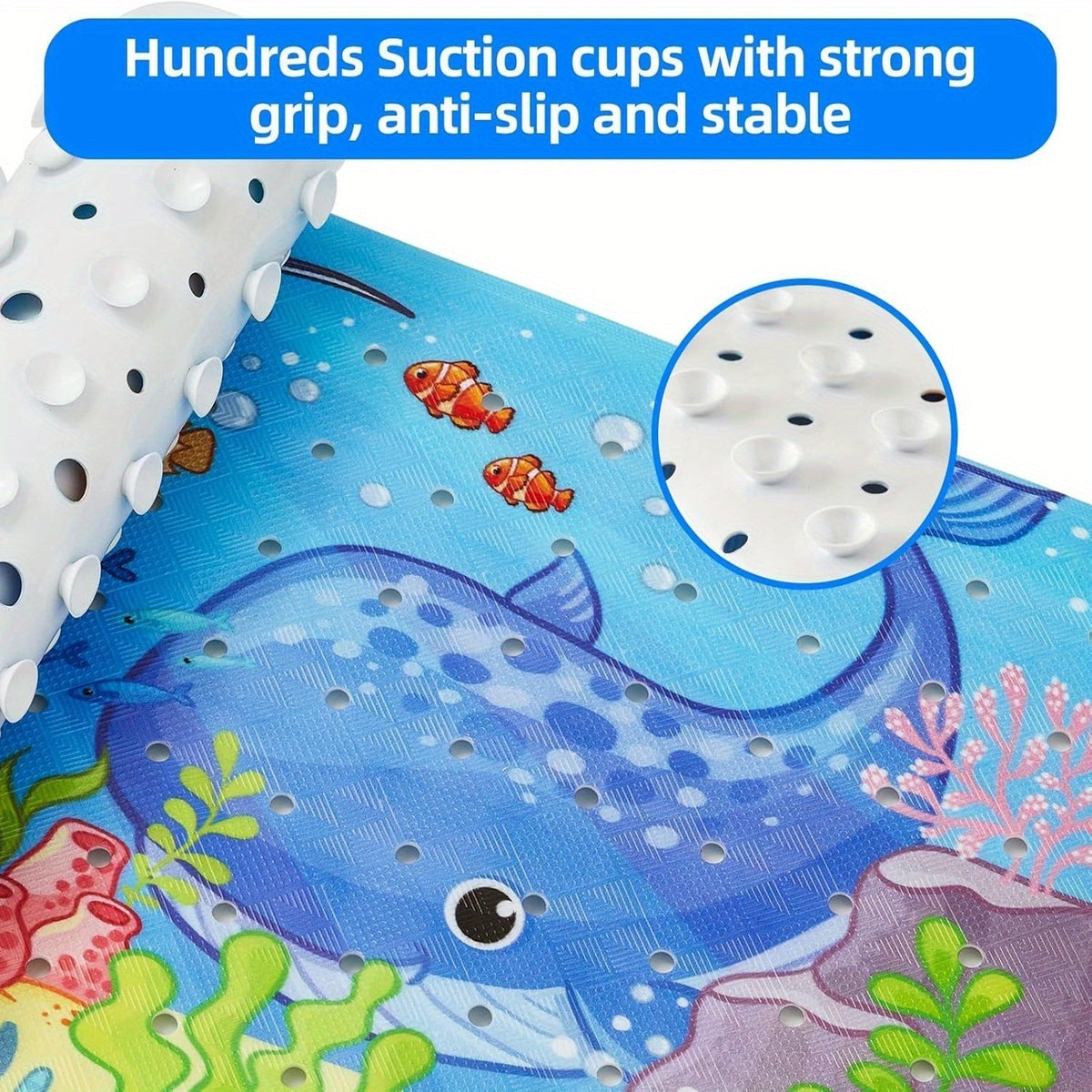 Extra-Long Non-Slip Bathtub Mat – Machine Washable, with Suction Cups