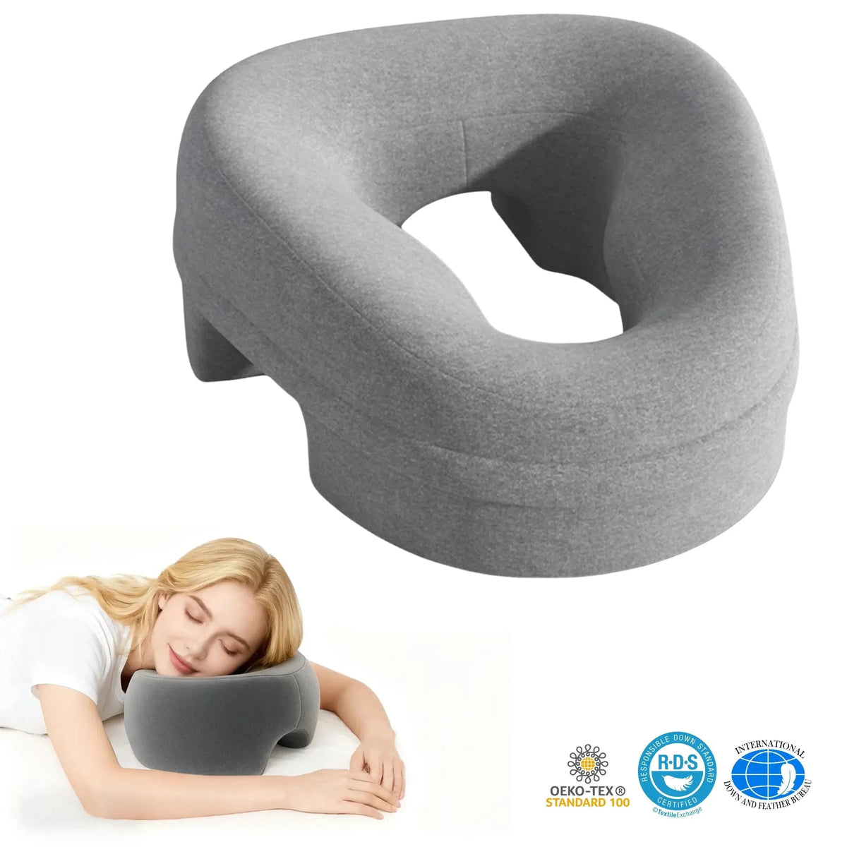 Face Down Pillow for Massage Tables with Contoured Opening