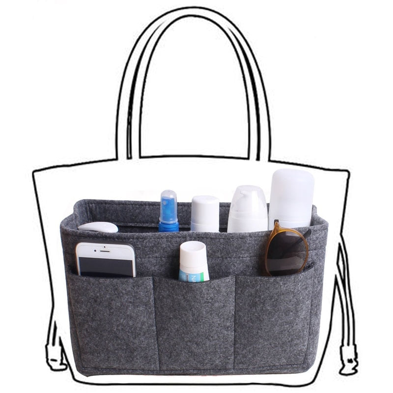 Felt Handbag and Makeup Organizer Insert