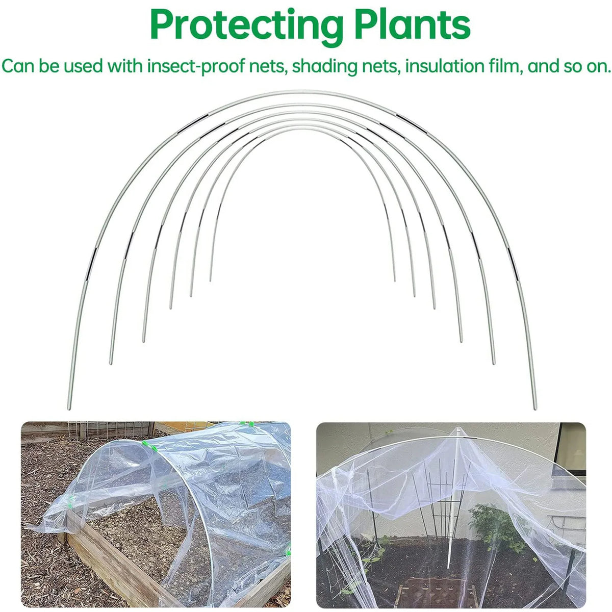 Fiberglass Garden Hoops Set | DIY Grow Tunnel for Raised Beds & Cold Frames | Rustproof & Reusable with Connectors Included