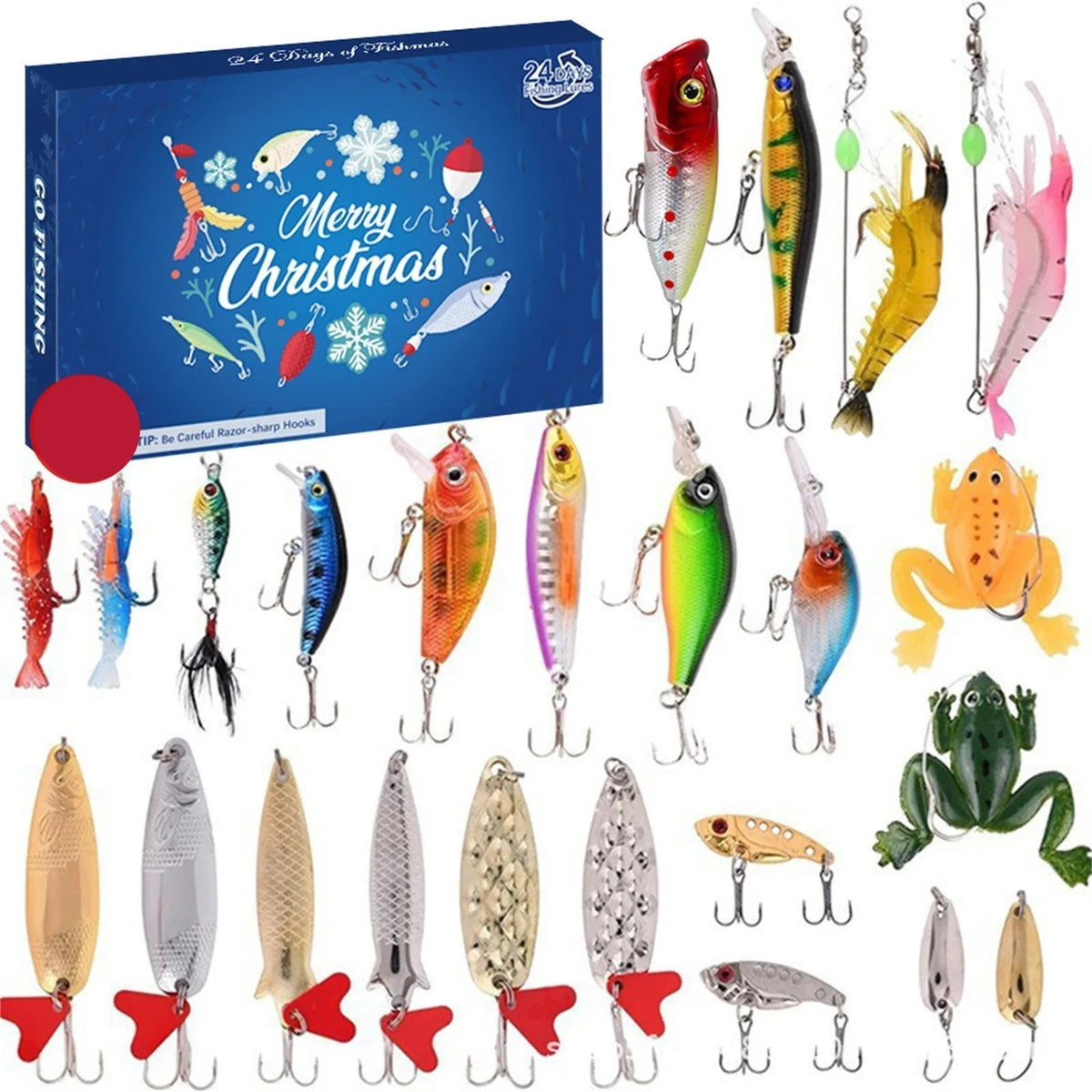 Fishing Advent Calendar with 24 Unique Fishing Accessories – Compact and Waterproof for Freshwater Fishing