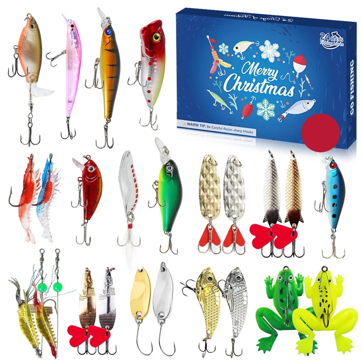 Fishing Advent Calendar with 24 Unique Fishing Accessories – Compact and Waterproof for Freshwater Fishing