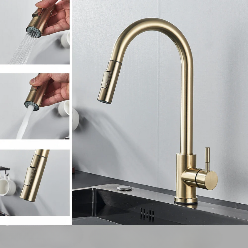 Flexible Kitchen Faucet with Nickel Finish
