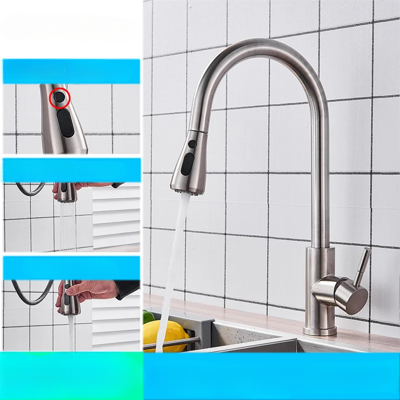 Flexible Kitchen Faucet with Nickel Finish