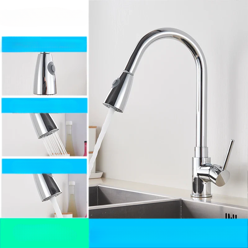 Flexible Kitchen Faucet with Nickel Finish