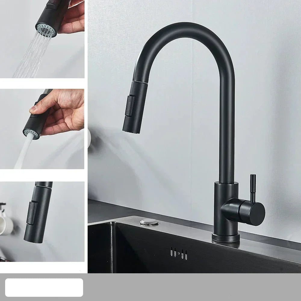 Flexible Kitchen Faucet with Nickel Finish