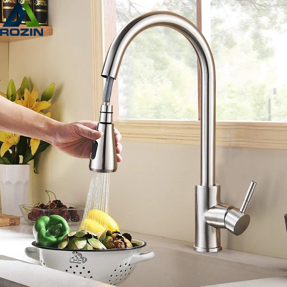 Flexible Kitchen Faucet with Nickel Finish