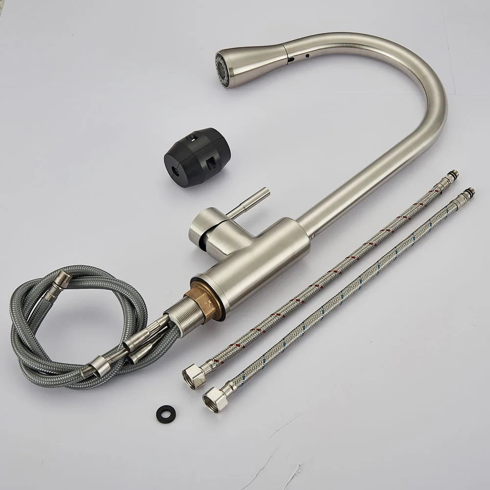 Flexible Kitchen Faucet with Nickel Finish