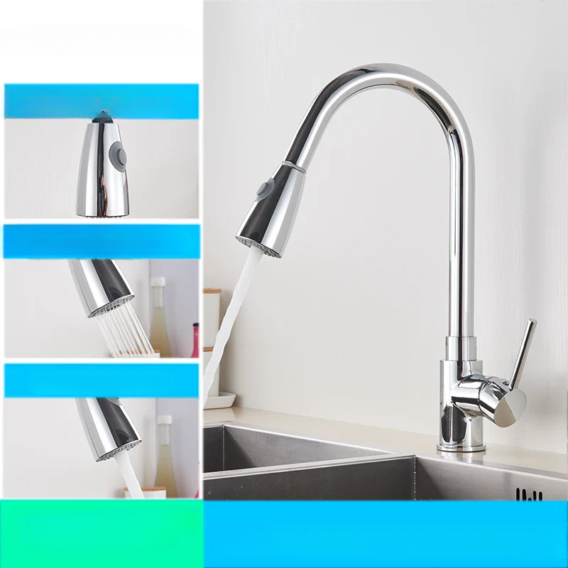 Flexible Kitchen Faucet with Nickel Finish