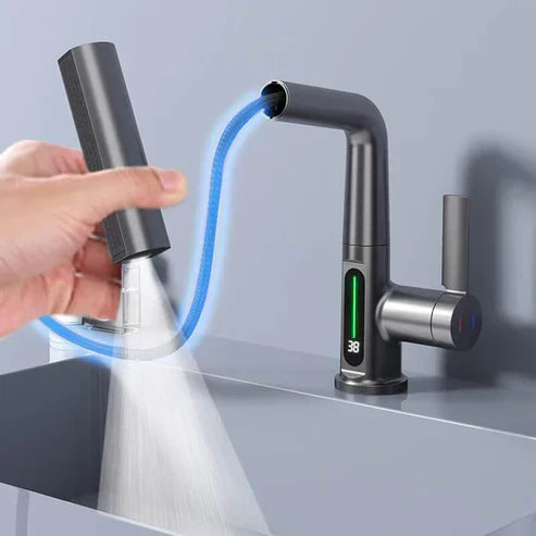 Flexible LED Kitchen & Bathroom Faucet with 360° Swivel, Pull-Out Hose & 5 Spray Modes
