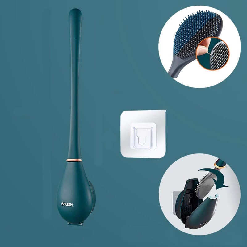 Flexible Silicone Toilet Brush with Wall Mount