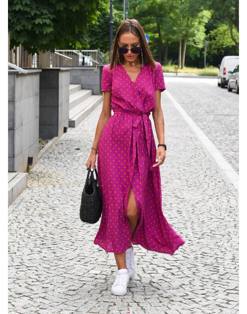 Floral Summer Maxi Dress with Elegant V-Neck