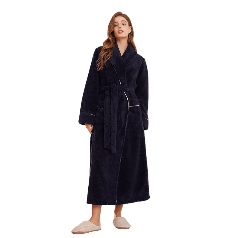 Fluffy Bathrobe with Tie Belt
