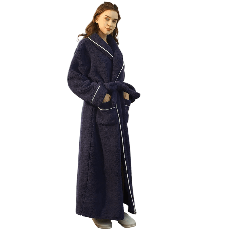 Fluffy Bathrobe with Tie Belt
