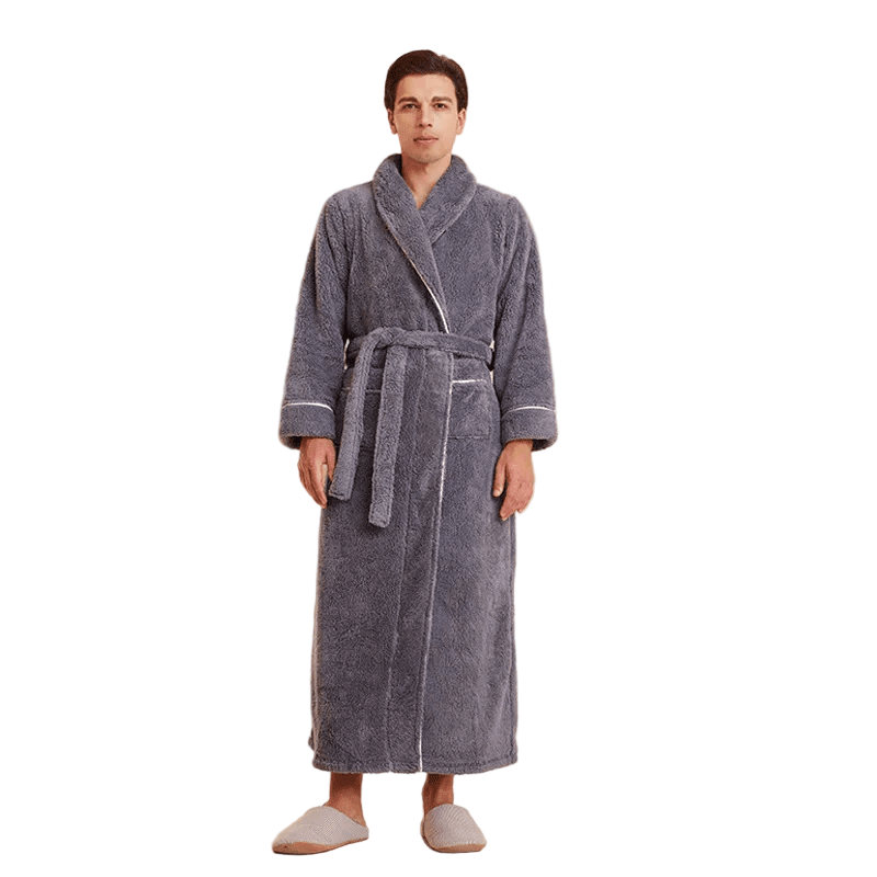 Fluffy Bathrobe with Tie Belt