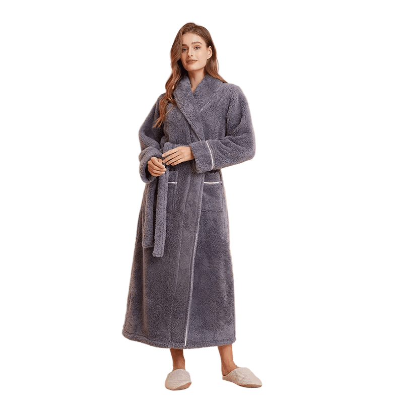 Fluffy Bathrobe with Tie Belt