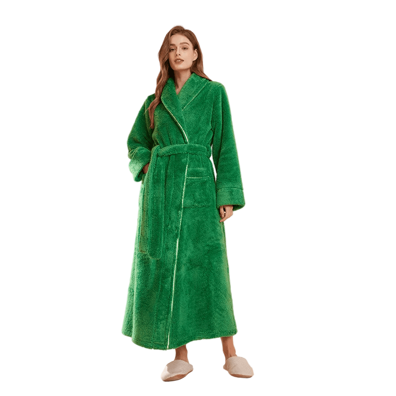 Fluffy Bathrobe with Tie Belt