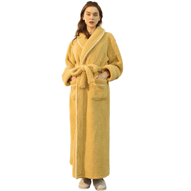 Fluffy Bathrobe with Tie Belt