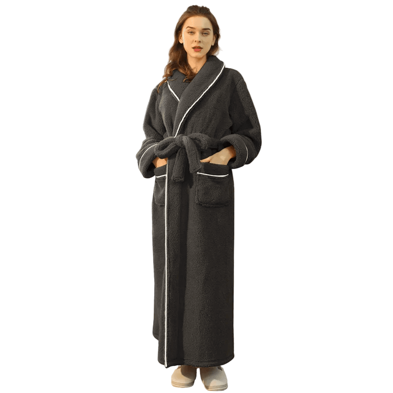 Fluffy Bathrobe with Tie Belt
