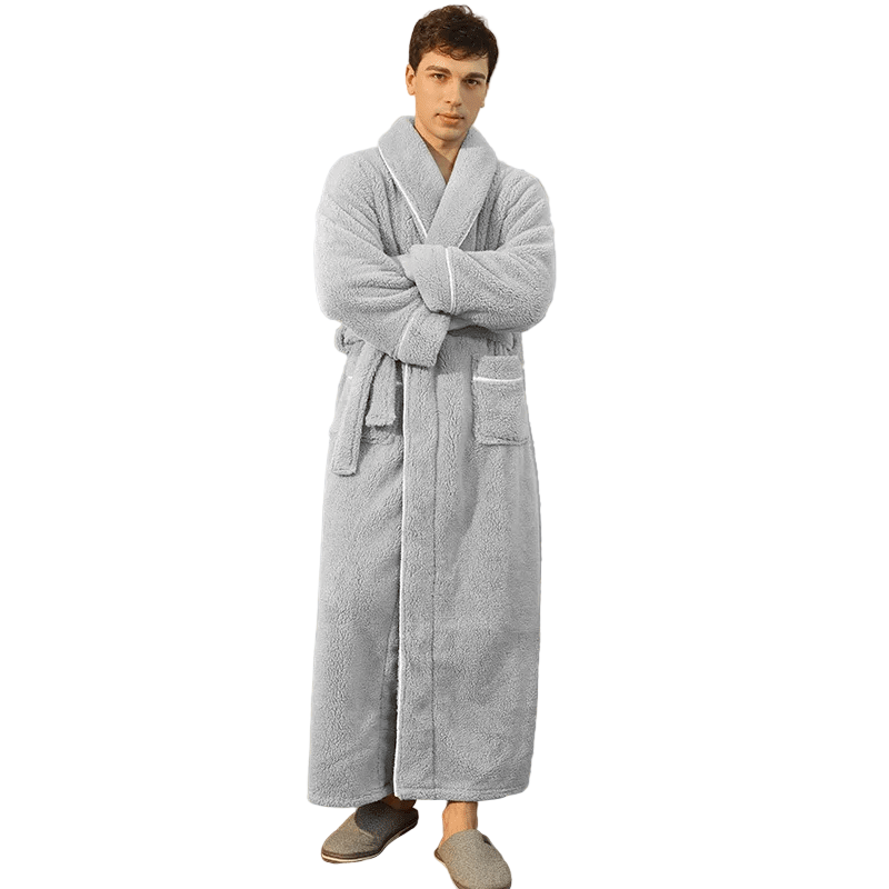 Fluffy Bathrobe with Tie Belt