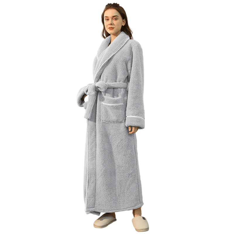 Fluffy Bathrobe with Tie Belt