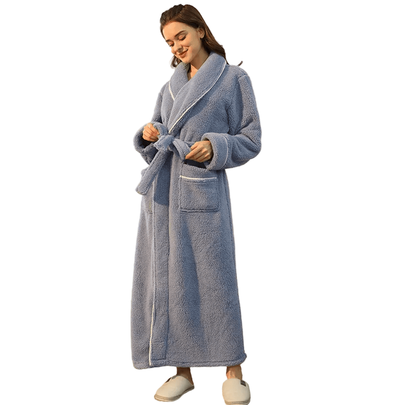 Fluffy Bathrobe with Tie Belt