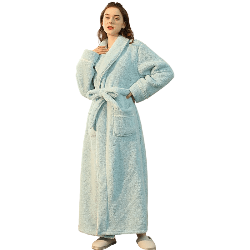 Fluffy Bathrobe with Tie Belt
