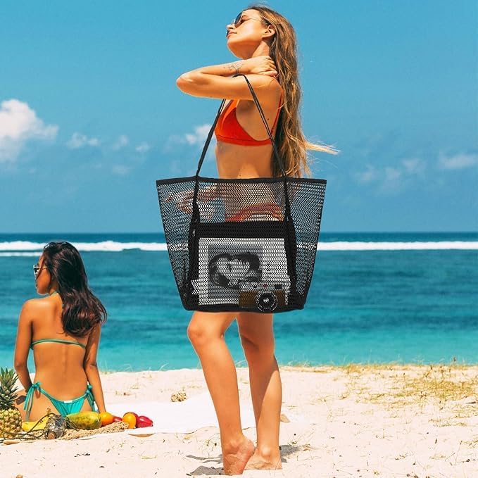 Foldable Beach Tote Bag with Inner Pocket