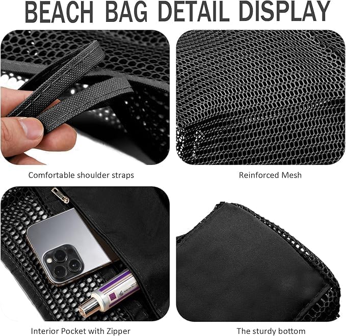 Foldable Beach Tote Bag with Inner Pocket