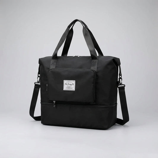 Foldable Expandable Travel Bag with Multiple Pockets - Water-Resistant Duffel Bag