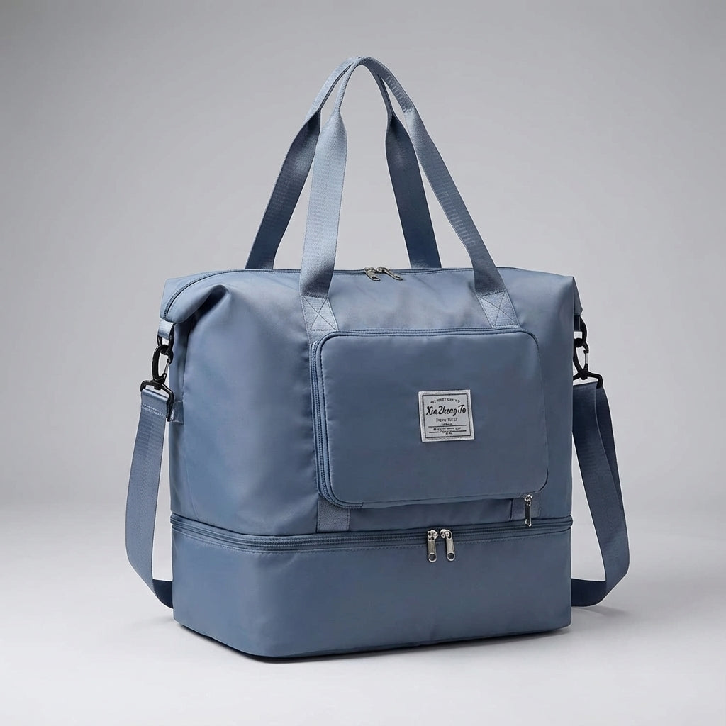 Foldable Expandable Travel Bag with Multiple Pockets - Water-Resistant Duffel Bag