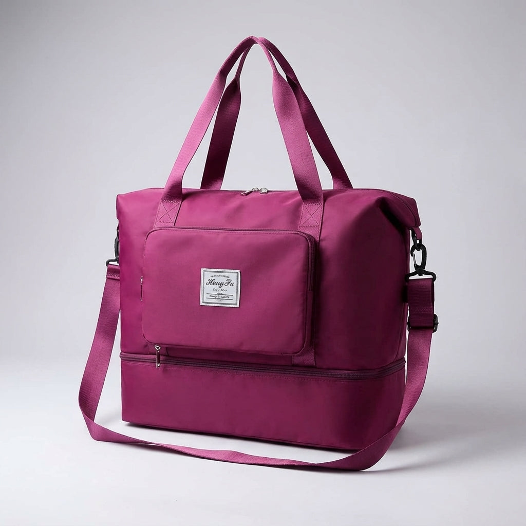 Foldable Expandable Travel Bag with Multiple Pockets - Water-Resistant Duffel Bag