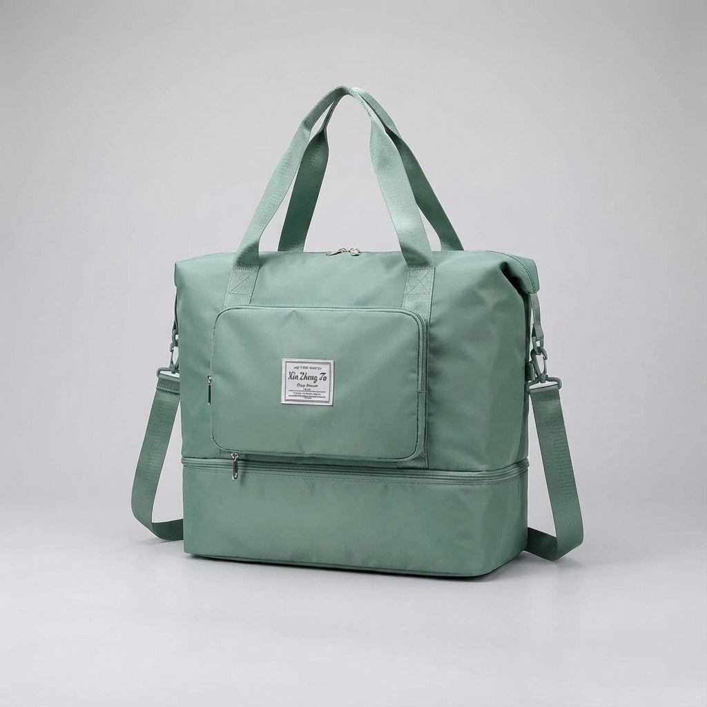 Foldable Expandable Travel Bag with Multiple Pockets - Water-Resistant Duffel Bag
