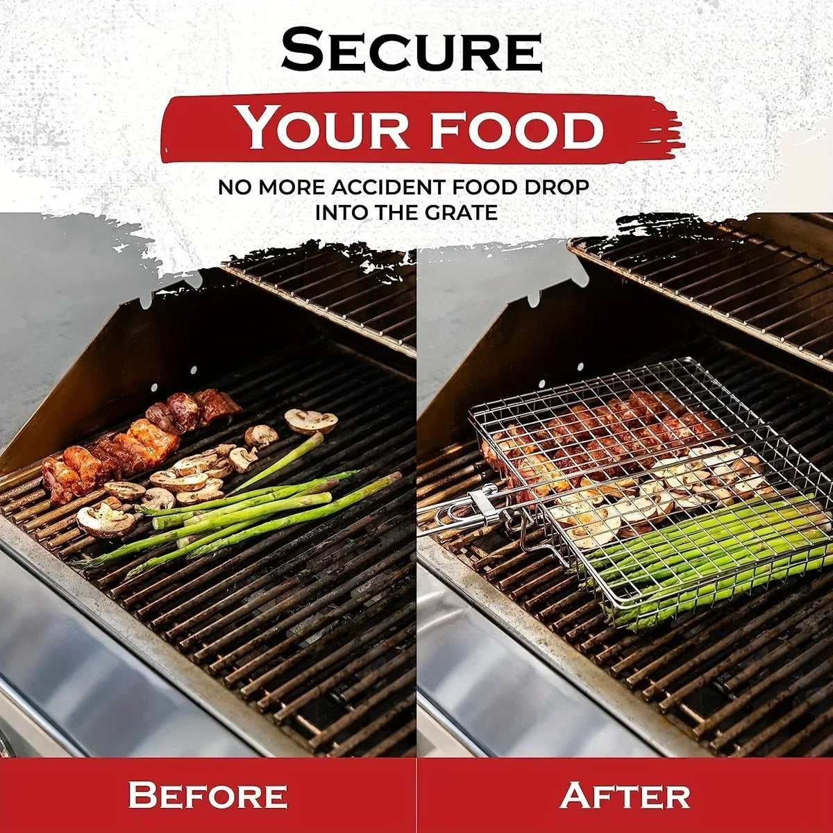 Foldable Non-Stick Stainless Steel Grill Basket – Heat-Resistant for Meat and Vegetables