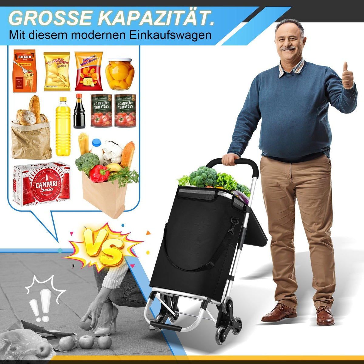 Foldable Shopping Trolley Cart 40L