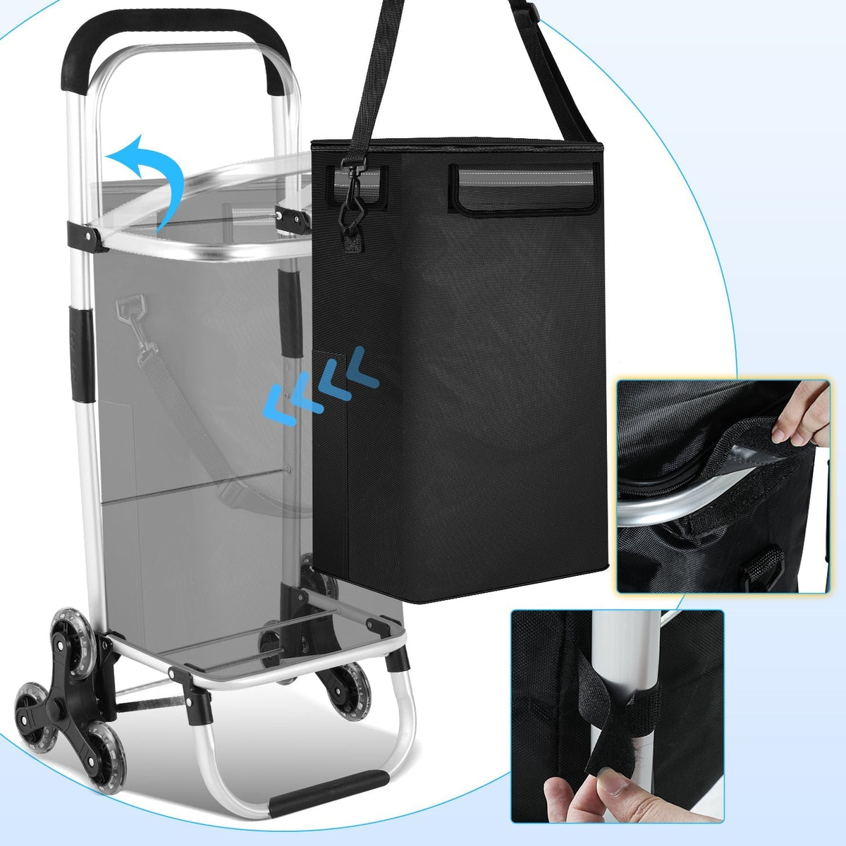 Foldable Shopping Trolley Cart 40L