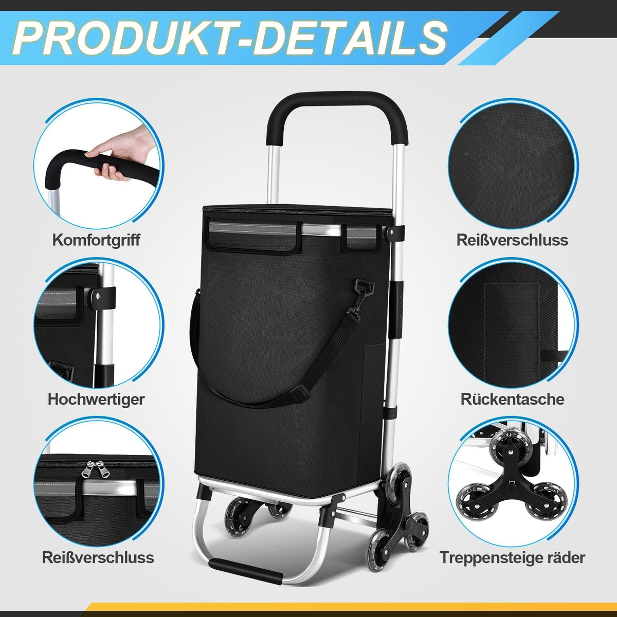 Foldable Shopping Trolley Cart 40L